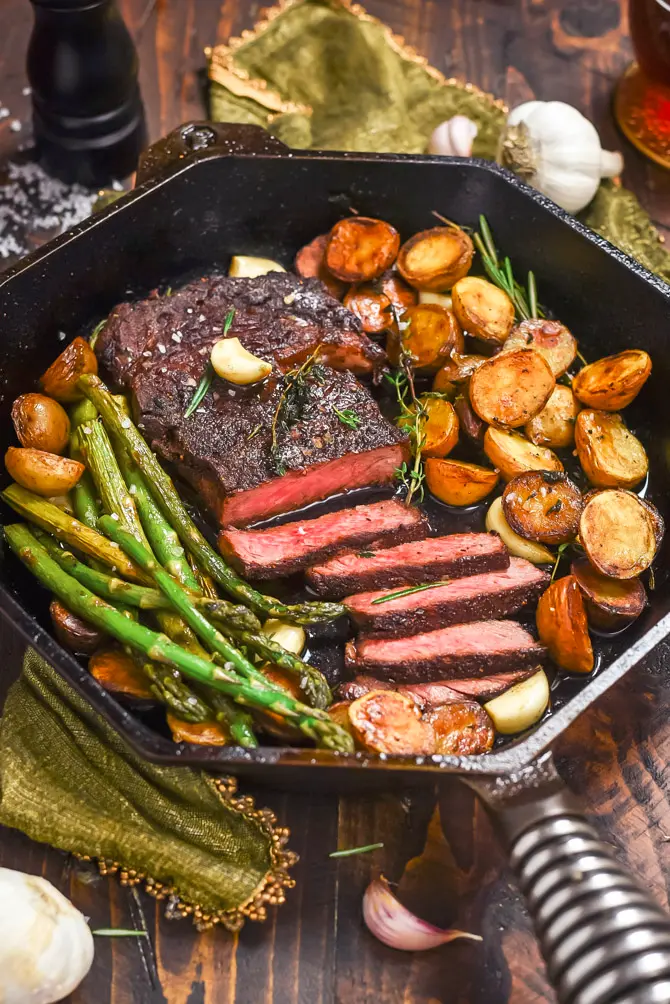 Garlic Butter Ribeye Steak And Potatoes 6